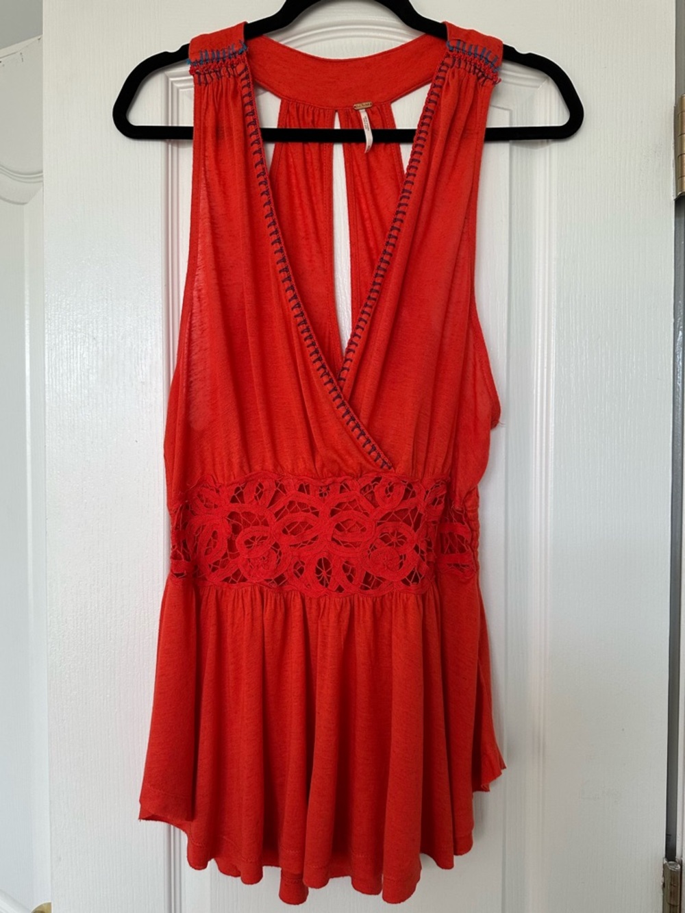 Free People Burnt Orange Crochet-Waist Tank Top - Picture 4 of 5